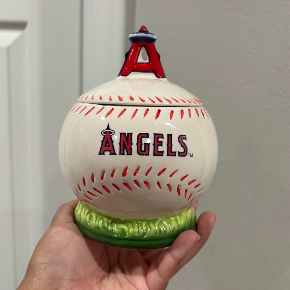 Los Angeles Angels Big A Ceramic Baseball Shaped Decorative Jar